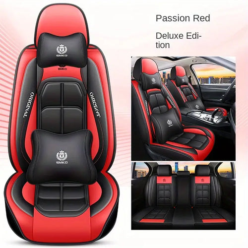 5 Seat Car Seat Covers Universal Fit Faux Leather Surface