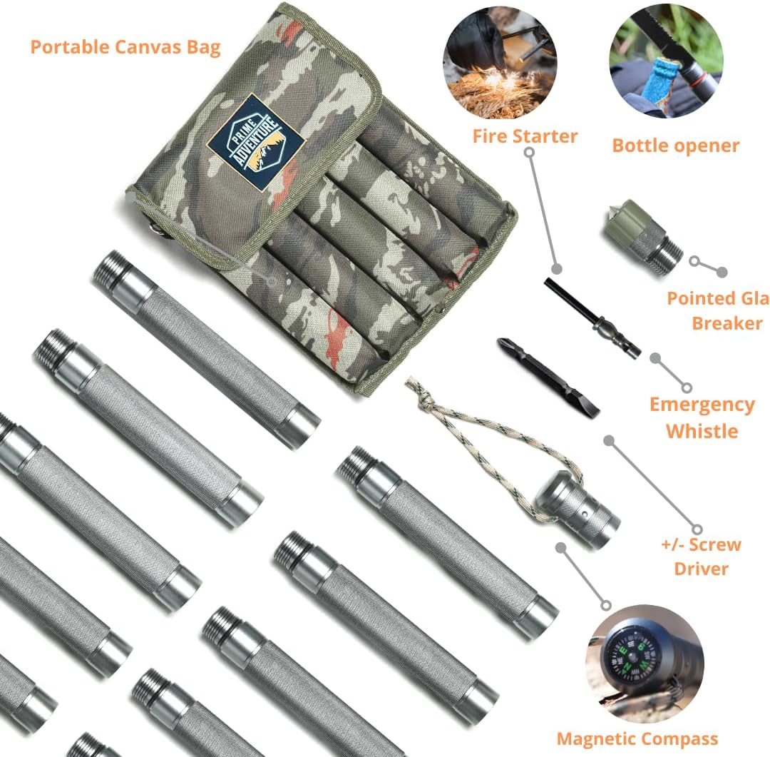 Prime Adventure 15-in-1 Hiking Stick (Collapsible)