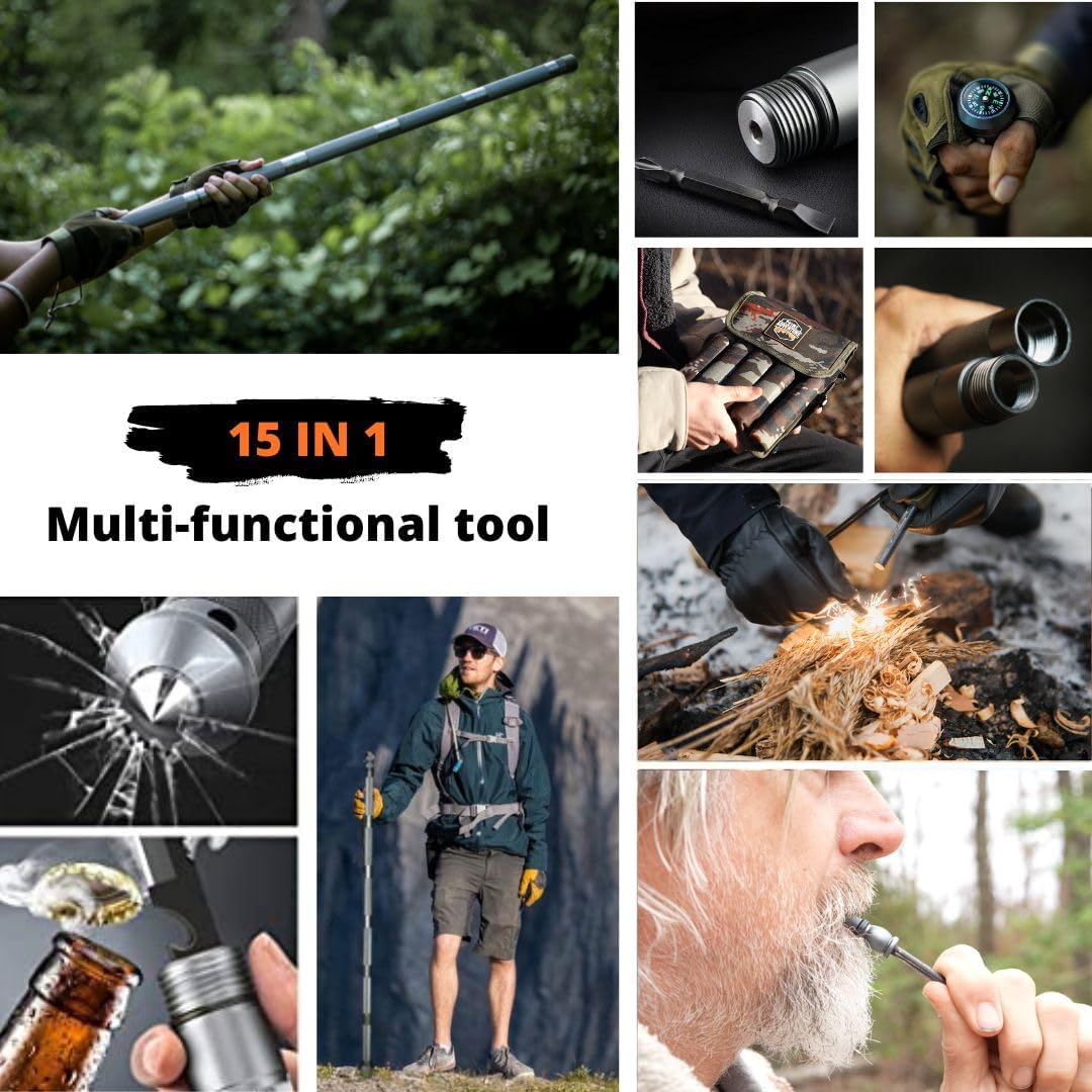 Prime Adventure 15-in-1 Hiking Stick (Collapsible)