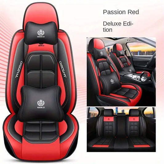 5 Seat Car Seat Covers Universal Fit Faux Leather Surface