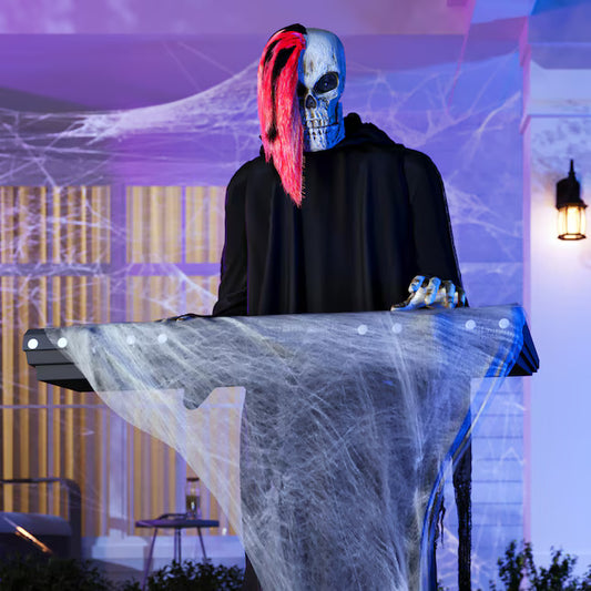 6-ft Skeleton Reaper Keyboard Player Motion Activated Animatronic